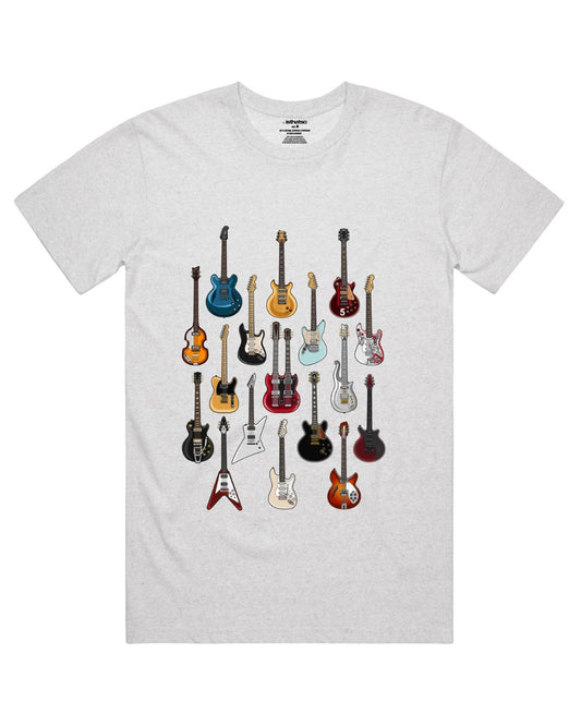 FAMOUS GUITARS T-SHIRT – WHITE MARLE | ISTHATSO