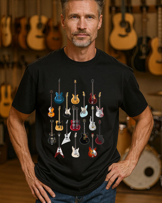 FAMOUS GUITARS T-SHIRT – BLACK | ISTHATSO