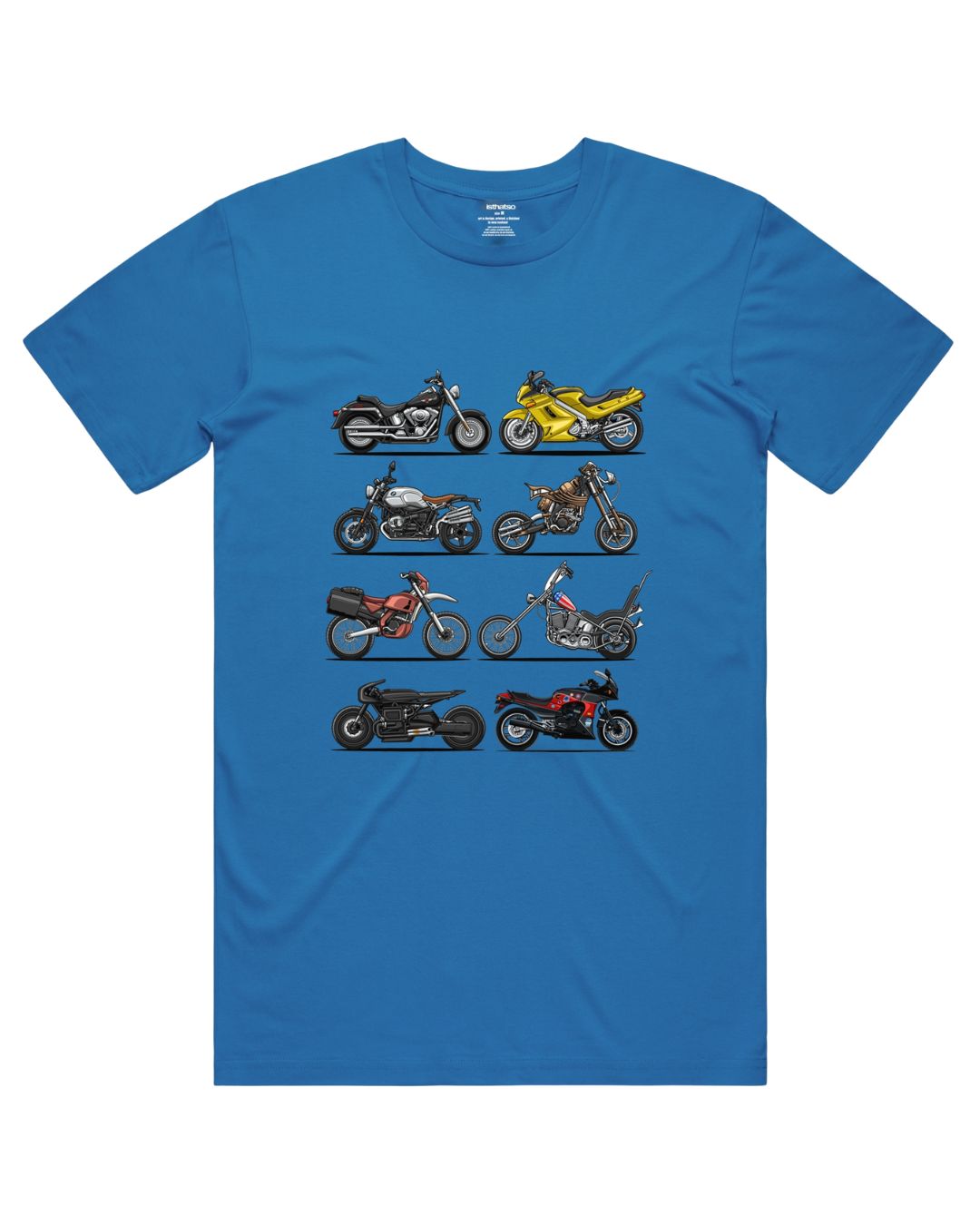 MOVIE MOTORCYLES T-SHIRT- BRIGHT BLUE| ISTHATSO-David Smith Australia