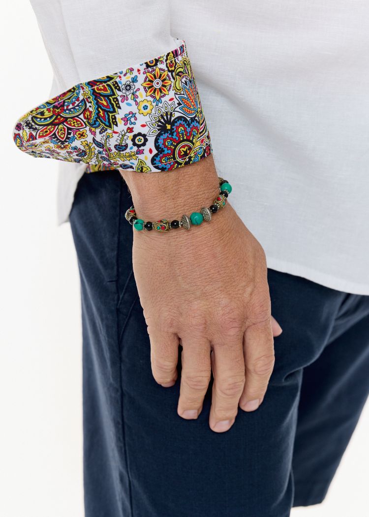 Onyx Turquoise Tibetan Bracelet Elastic-David Smith Australia