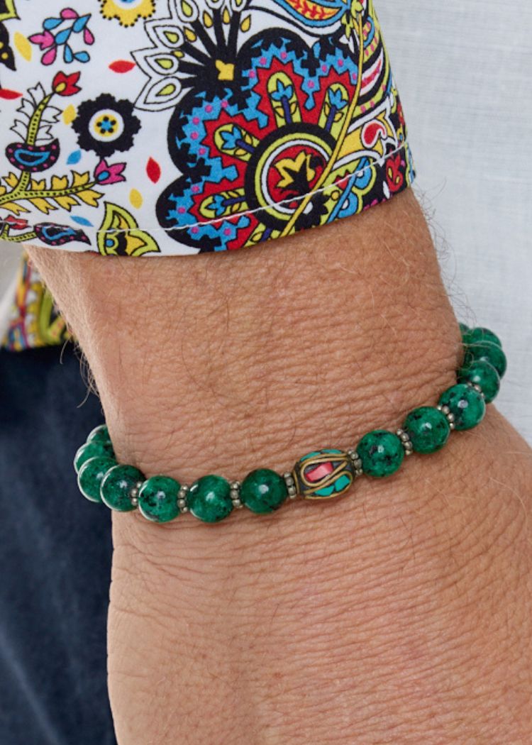 Turquoise Tibetan Bead Bracelet Elastic-David Smith Australia