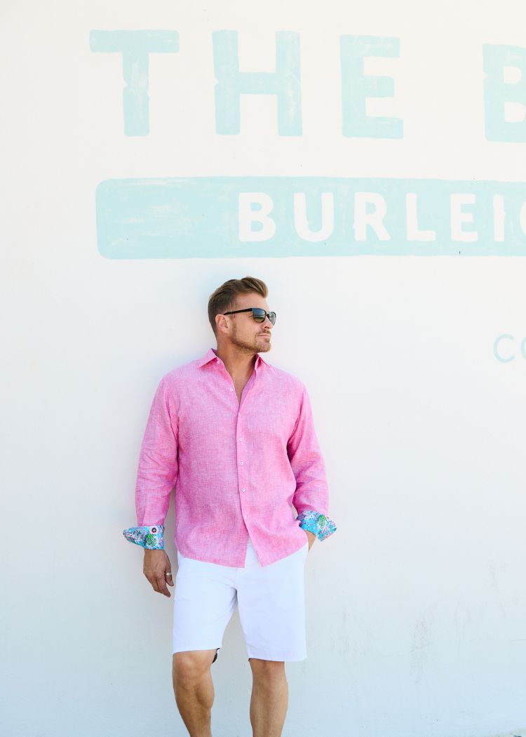 LANIKAI LINEN SHIRT BLUSH-David Smith Australia