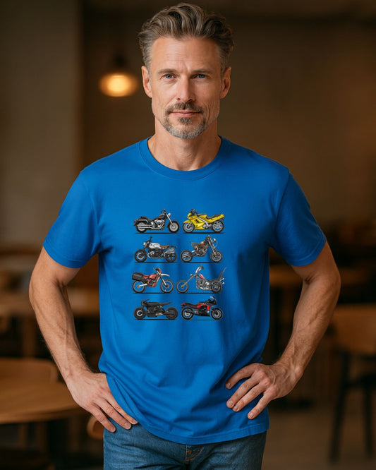 MOVIE MOTORCYLES T-SHIRT- BRIGHT BLUE| ISTHATSO
