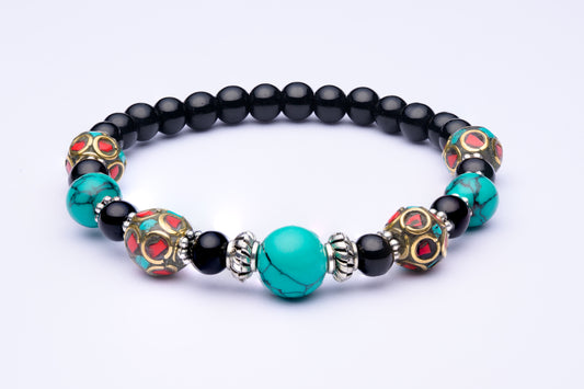 Onyx Turquoise Tibetan Bracelet Elastic-David Smith Australia