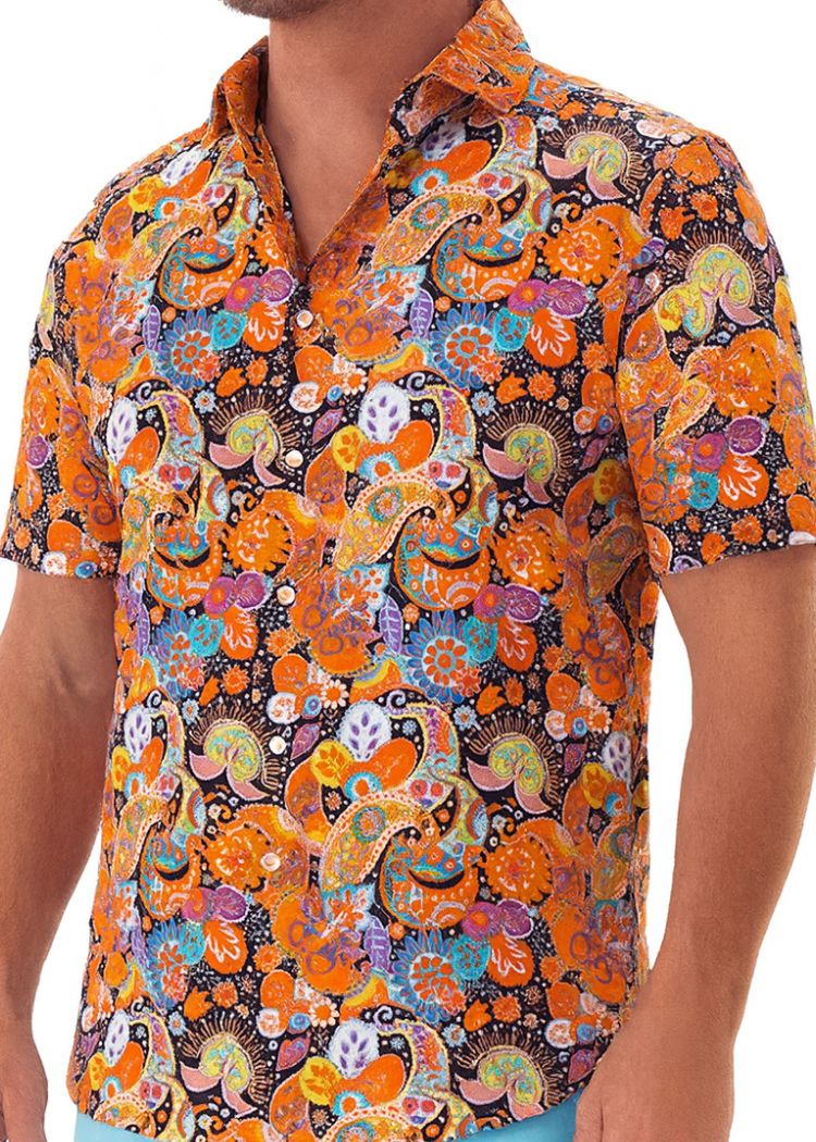 PAISLEY BY DESIGN ORANGE SHORT SLEEVE-David Smith Australia