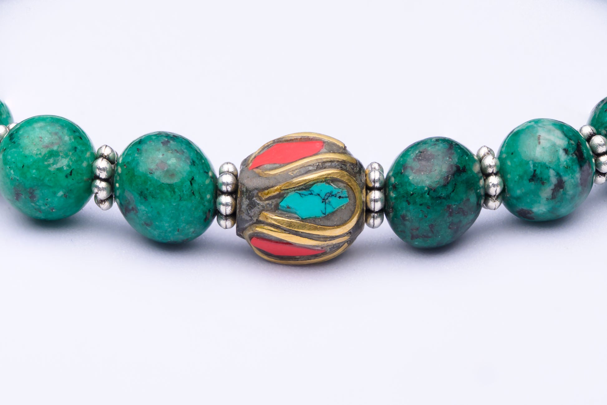 Turquoise Tibetan Bead Bracelet Elastic-David Smith Australia