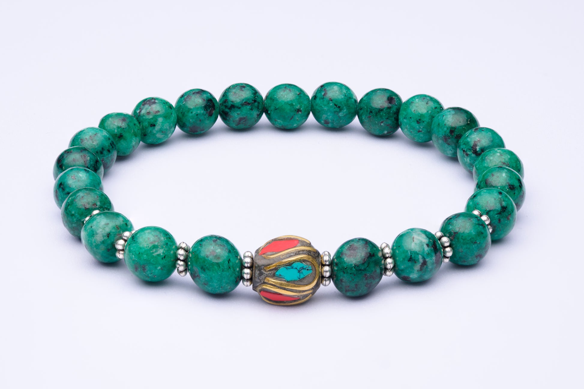 Turquoise Tibetan Bead Bracelet Elastic-David Smith Australia