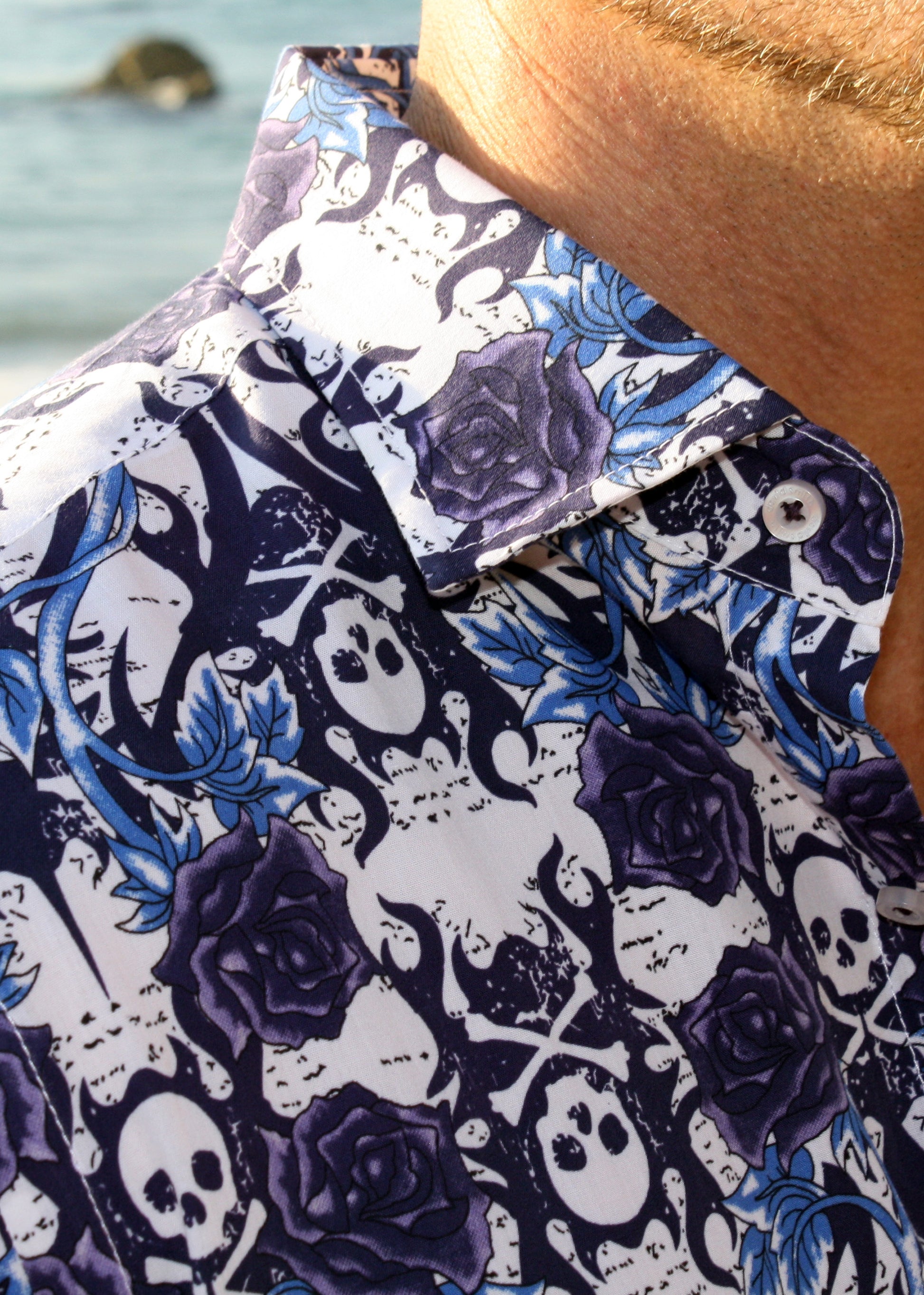 ROSE TATTOO SHIRT - Blue-David Smith Australia