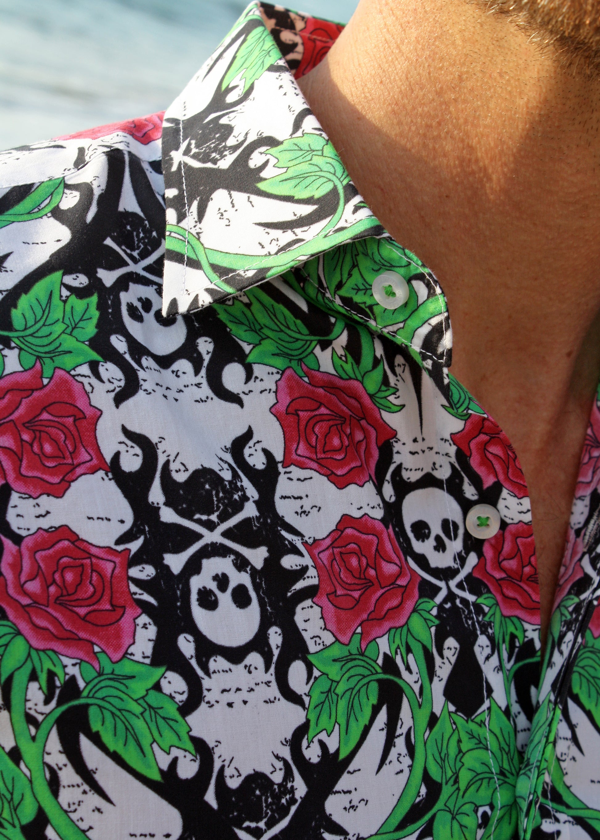 ROSE TATTOO SHIRT - Lime-David Smith Australia