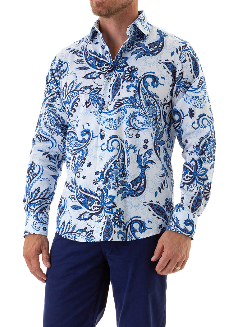 ROYAL PAISLEY SHIRT CHALK-David Smith Australia