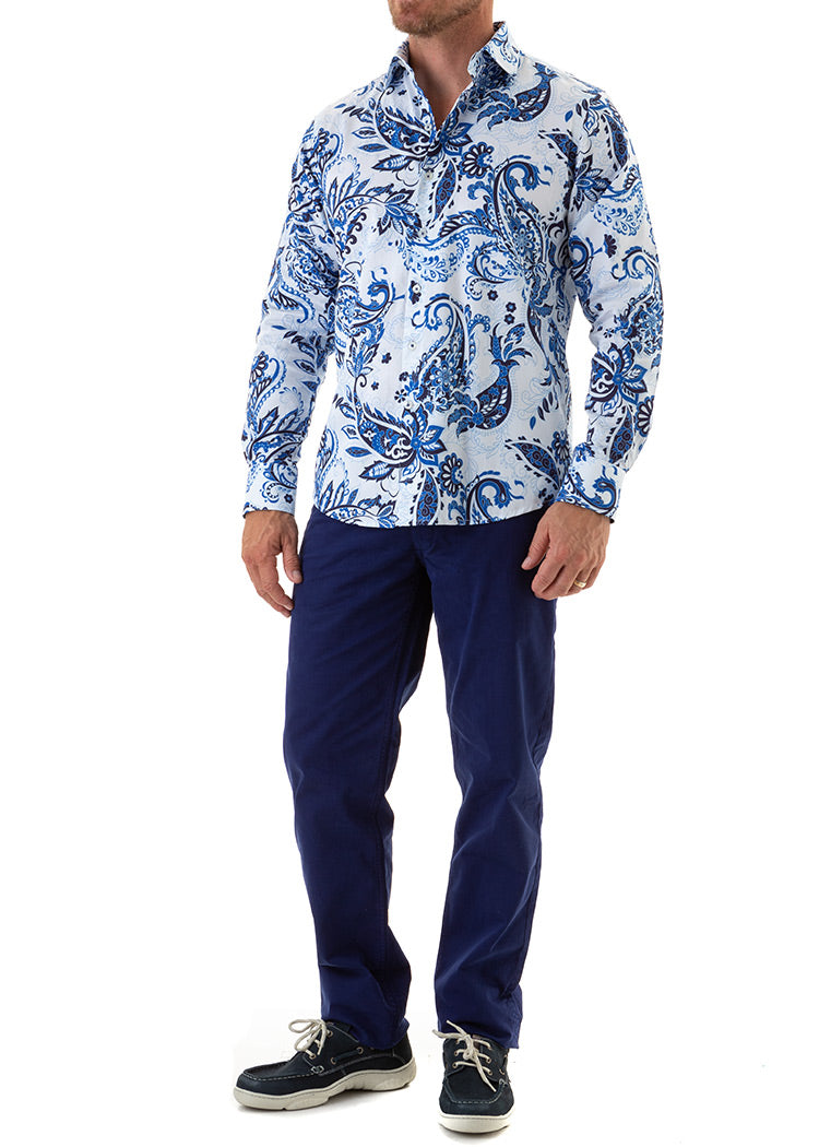 ROYAL PAISLEY SHIRT CHALK-David Smith Australia