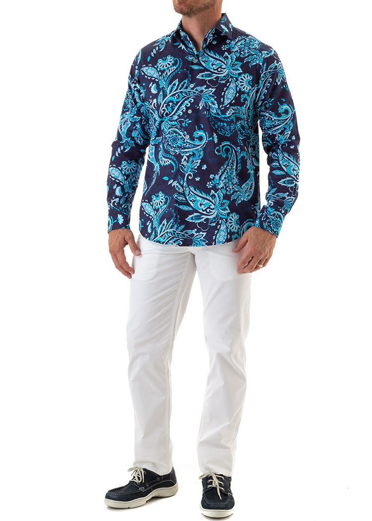 ROYAL PAISLEY SHIRT NAVY-David Smith Australia