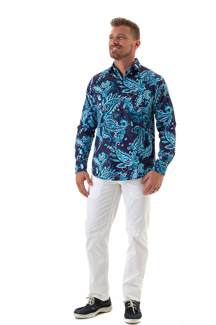 ROYAL PAISLEY SHIRT NAVY-David Smith Australia