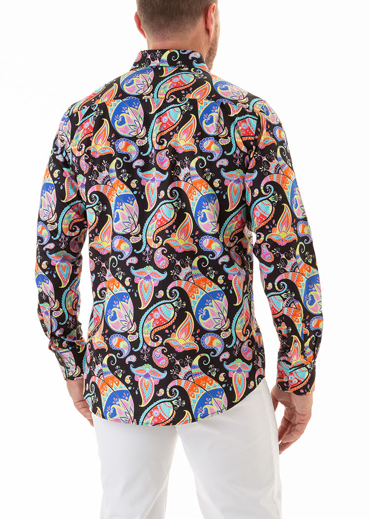 CARNIVALE PAISLEY SHIRT CAVIAR-David Smith Australia