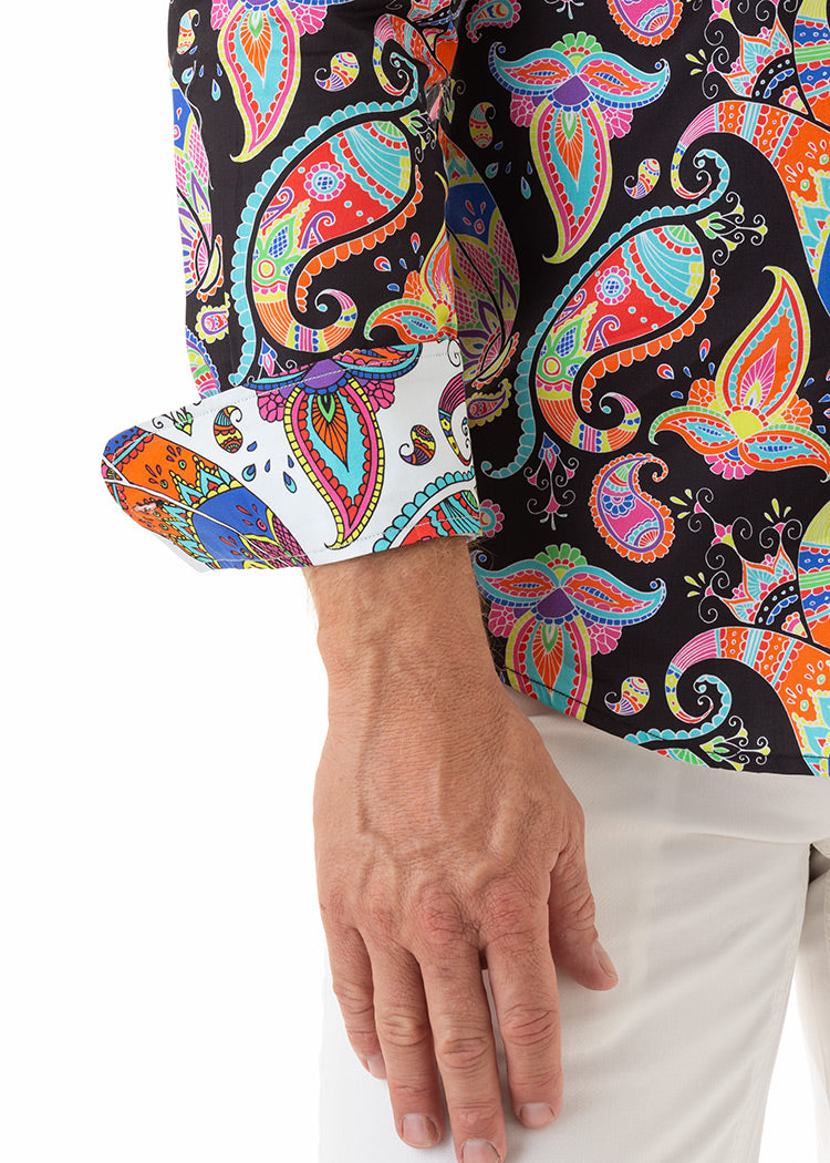 CARNIVALE PAISLEY SHIRT CAVIAR-David Smith Australia