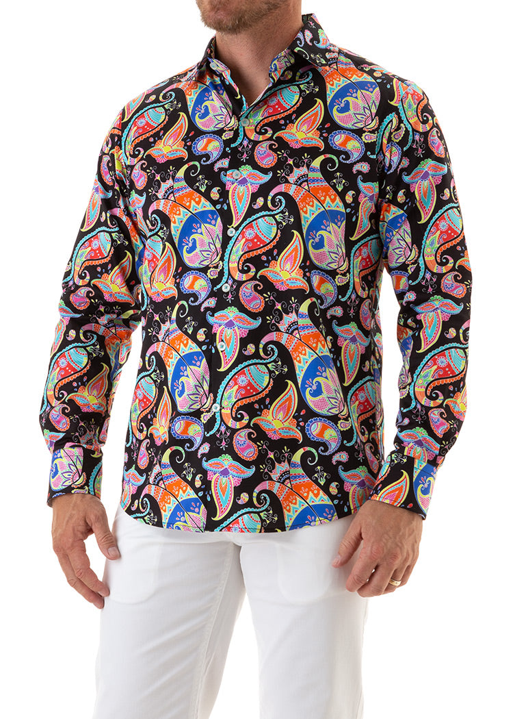 CARNIVALE PAISLEY SHIRT CAVIAR-David Smith Australia