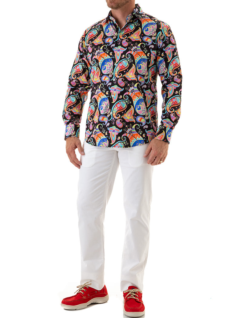 CARNIVALE PAISLEY SHIRT CAVIAR-David Smith Australia