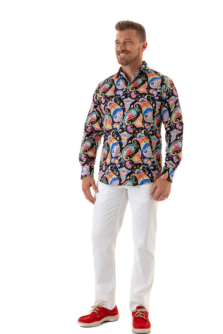 CARNIVALE PAISLEY SHIRT CAVIAR-David Smith Australia