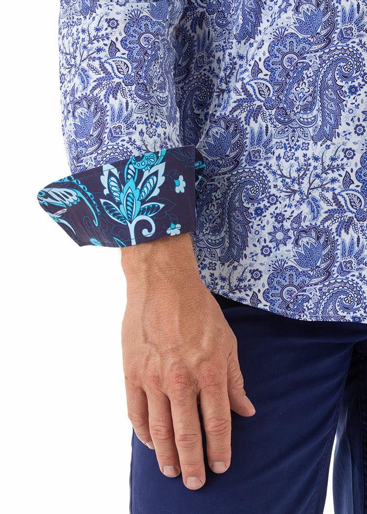 STATEMENT PAISLEY SHIRT SKY-David Smith Australia