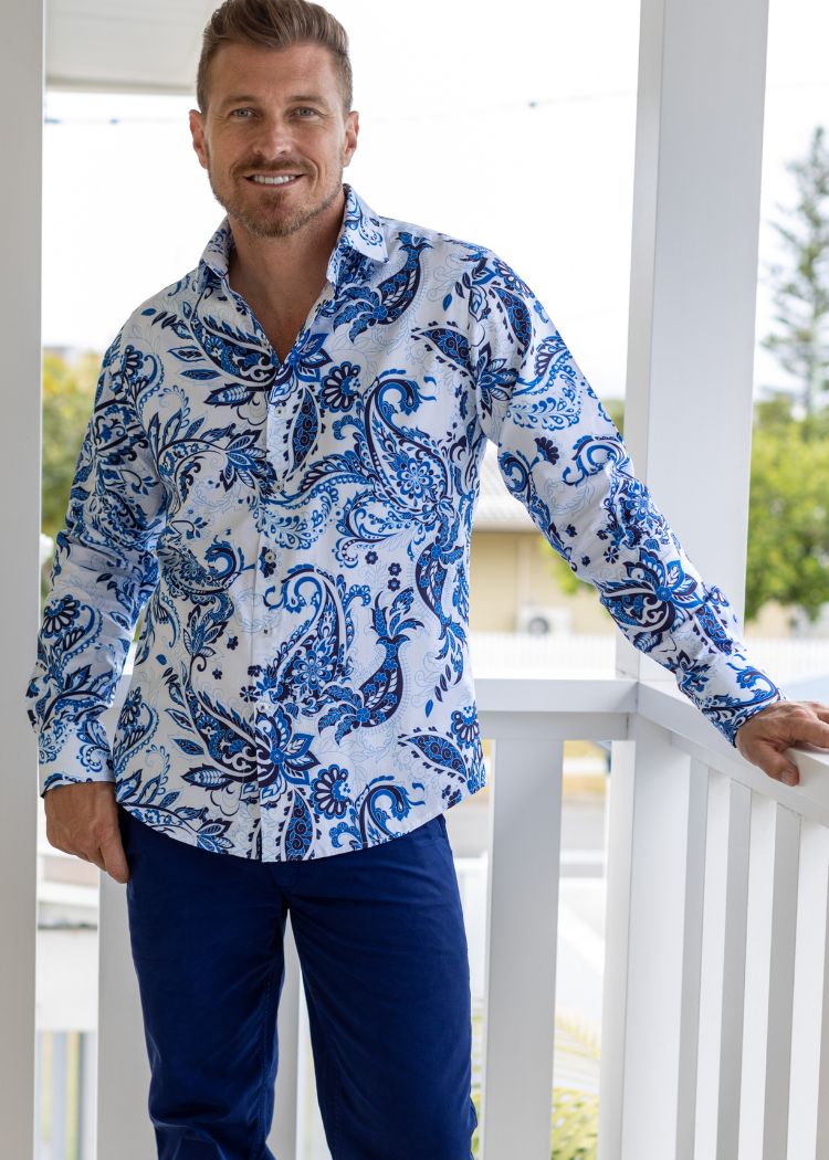 ROYAL PAISLEY SHIRT CHALK-David Smith Australia