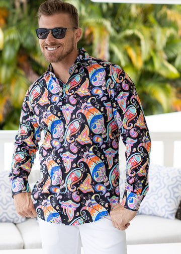 CARNIVALE PAISLEY SHIRT CAVIAR-David Smith Australia