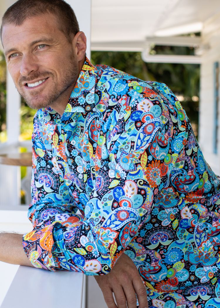 PAISLEY BY DESIGN SHIRT AQUA-David Smith Australia