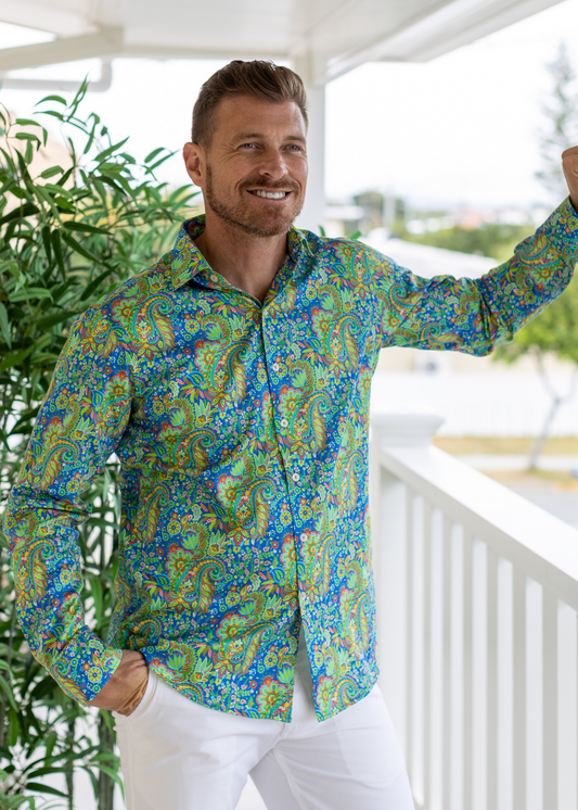 PAISLEY VIBE SHIRT ROYAL