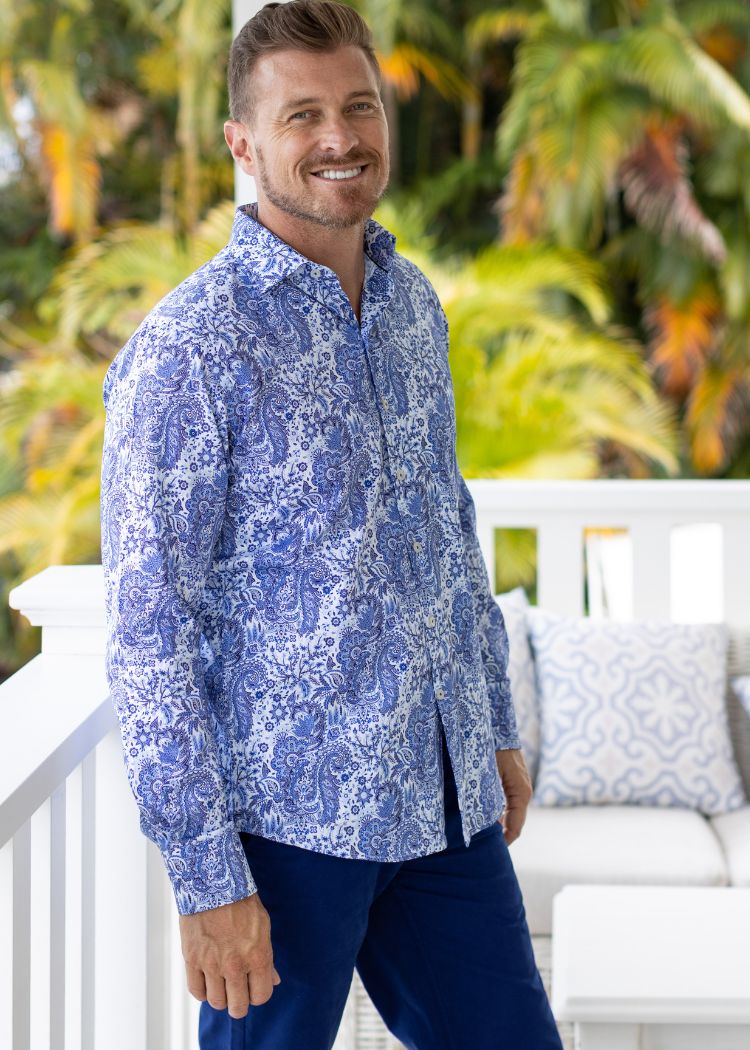 STATEMENT PAISLEY SHIRT SKY-David Smith Australia